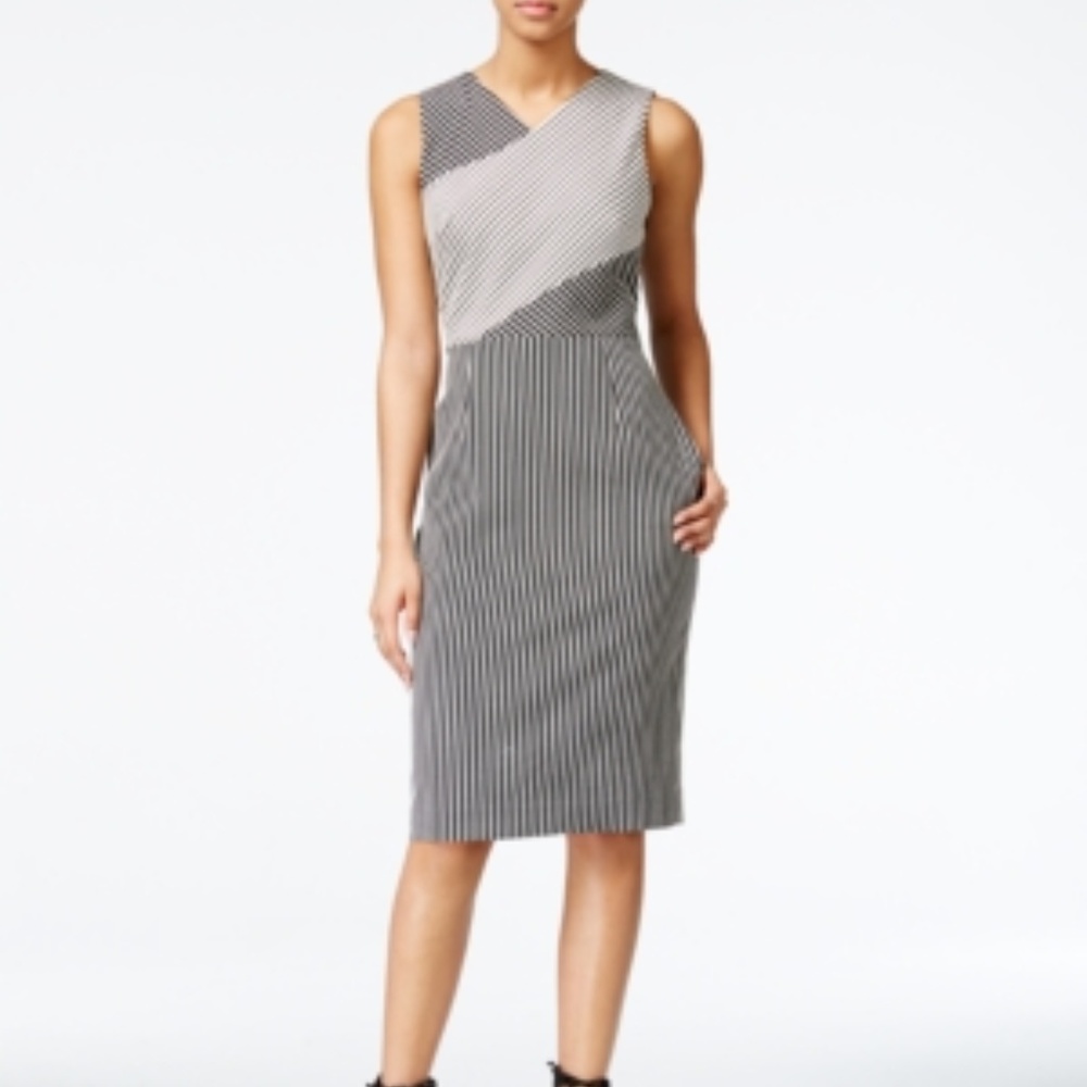 Rachel Roy Striped Keyhole-Back Sheath Dress